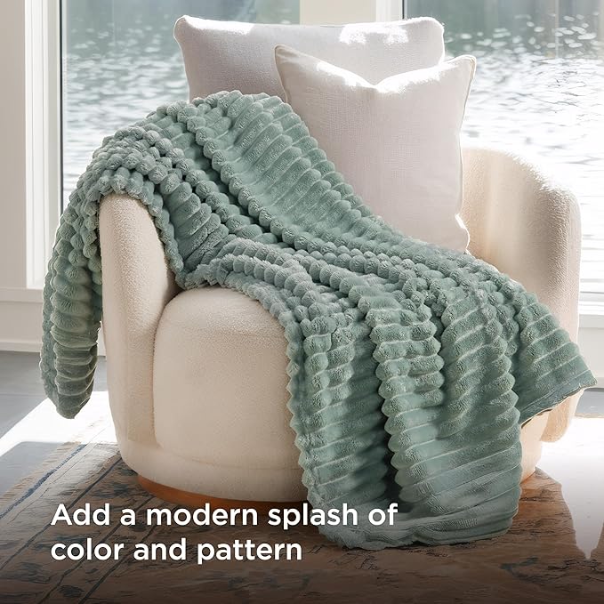 Bedsure GentleSoft Green Throw Blanket for Couch - Cozy Soft Blankets for Women, Cute Small Fleece Throws for Girls, Sage Green Room Decor Decorations for Home, 50x60 Inches