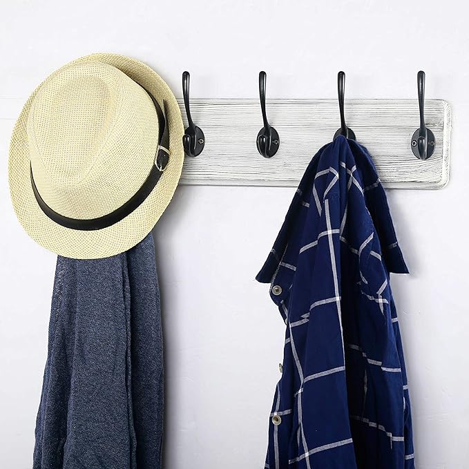 WEBI Coat Rack Wall Mount,Coat Hanger Wall,16" Hole to Hole,Coat Hooks Wall Mounted,Hook Rack Rail,5 Hooks for Hanging Coats,Hats,Jacket,Clothes,Entryway,Black/White
