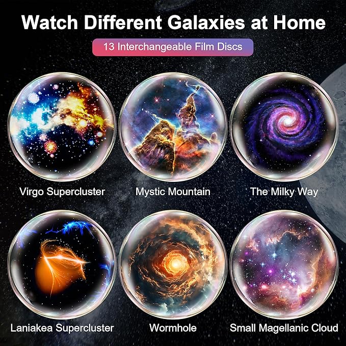 Planetarium Projector Pro for Bedroom, 13 in 1 Star Projector Galaxy Light, Ceiling Night Light Milky Way Mood Lighting with Timer, LED Space Galaxy Lamp Bedroom Room Decor for Adults Kids - White