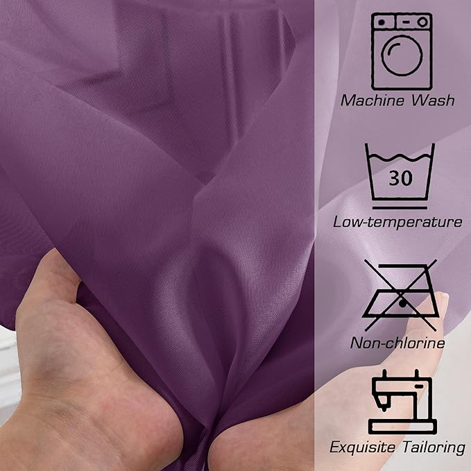 OWENIE Sheer Curtains 96 Inches Long 2 Panels Set, Transparent Light Filtering Plam Purple Sheer Curtain Rod Pocket Clear Drapes for Living Room Bedroom 2Pcs, Each 42 x 72 Inch, Plam
