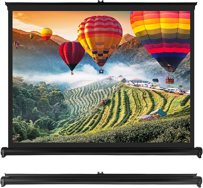 Pyle 50" Inch Portable Projector Screen - Portable Floor Standing, Manual Retractable Pull-Out Style, Mobile Movie Screen, Home Theater Cinema Wedding Party Office Presentation, Quick Assembly