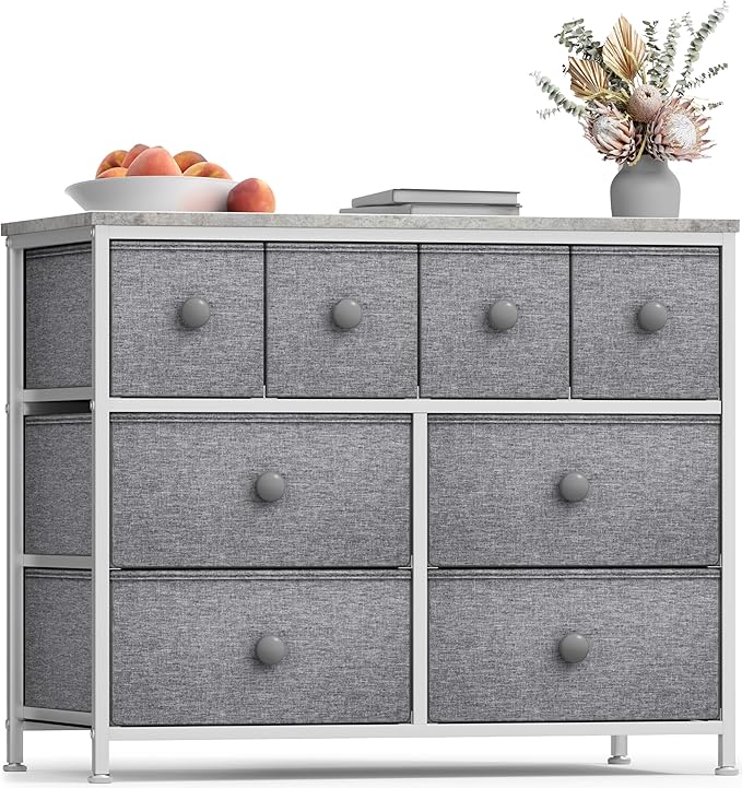 Sorbus Dresser with 8 Drawers - Chest Clothing Organizer Unit with Steel Frame Wood Top Knob Handle Easy Pull Fabric Bins - Large Storage Furniture for Bedroom, Hallway, Living Room, Nursery & Closet