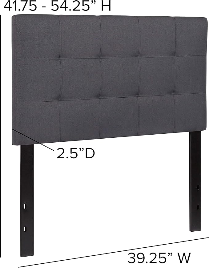 Flash Furniture Bedford Tufted Upholstered Twin Size Headboard in Dark Gray Fabric