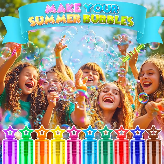 300 Pack 10 Colors Bulk Mini Bubble Wands,Party Favors Bubbles Wand for Kids,Perfect for Summer Outdoor Toys,Goody Bags Stuffer Bubbles,Carnival Prize,Birthday,Wedding