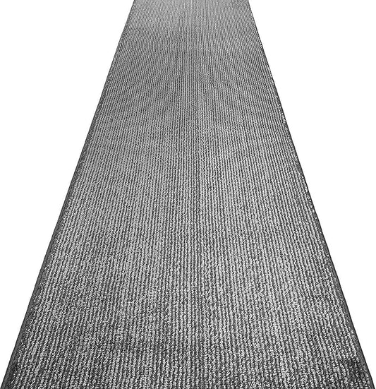 Custom Cut Non-Slip Hallway Runner Rug – 31" Wide, Modern Stripe Grey, 8 Ft Long