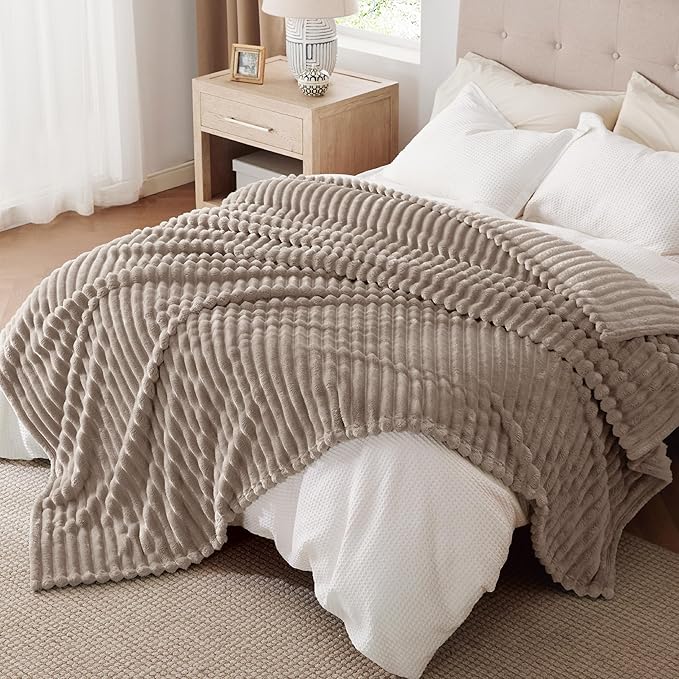 Bedsure GentleSoft Mocha Meringue Fleece Blanket for Couch - Cozy Soft Blankets for Women, Cute Small Throws for Girls, 90x90 Inches