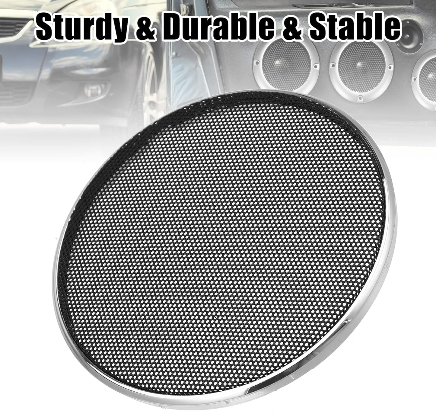 X AUTOHAUX 4 Inch Car Metal Audio Speaker Grill Cover Mesh Woofer Horn Guard Decorative Protector (Silver Tone)