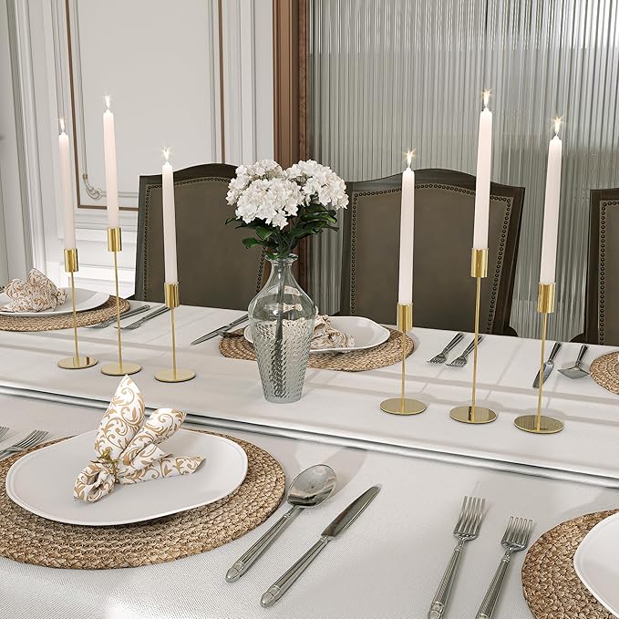 zeochyni Matte French Gold Candle Holders Set of 6, Elegant Candlestick Holders for Wedding Centerpieces Dining Tables Parties Home Decor Events, Taper Candle Holders Fit 3/4 Inch Candles