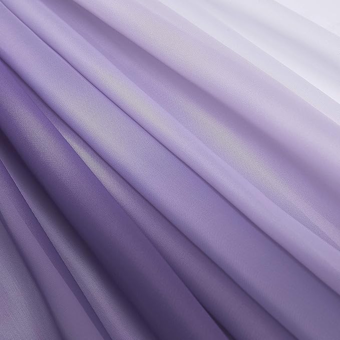 NICETOWN Artificial Wedding Ceremony Arch Decor Scarfs, Romantic Purple Ombre Sheer Scarf Curtains Window Valances for Bed Canopy/Birthday Party, 2 Panels, 60 by 216 inch
