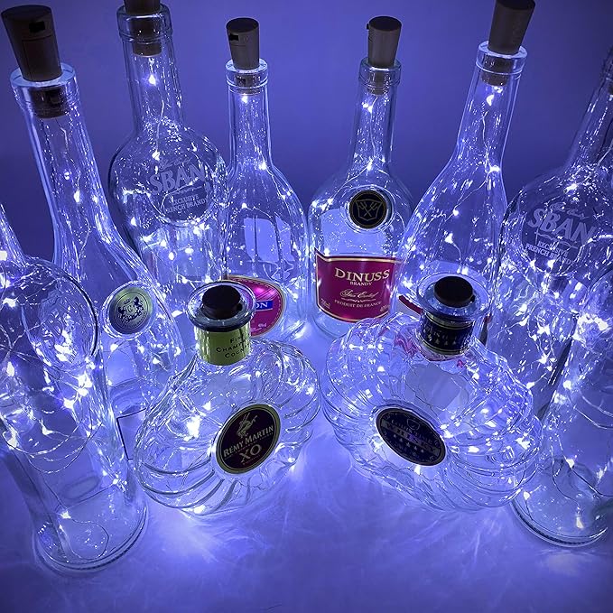 MUMUXI Wine Bottle Lights with Cork Switch [10 Pack] | Easy-to-Use 3.3ft 20 LED Bottle Lights | Universal Size Cork Lights for Wine Bottles Liquor Bottles Christmas Lights Indoor Outdoor, Cool White