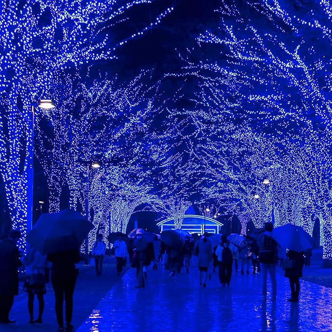Christmas String Lights, 33FT 100 LEDs Blue Halloween String Lights 8 Modes Fairy Lights with End-to-End Plug Decoration for Christmas Tree Indoor Outdoor