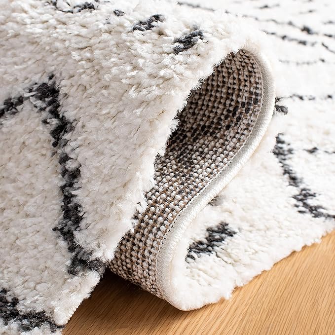 SAFAVIEH Arizona Shag Collection Area Rug - 2'3" x 20' Runner, Ivory & Black, Non-Shedding & Easy Cleaning, Plush Thick Pile, Ideal for Living Room, Bedroom, Dining Space (ASG741Z)