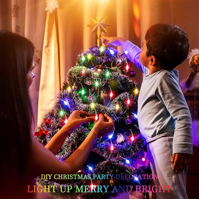 Christmas Fairy Lights Battery Operated-15 Packs 20 LED 6.6FT Silver Wire String Lights Firefly Starry Lights for DIY Custom Wedding Party Table Centerpiece Decoration (Multicolor)