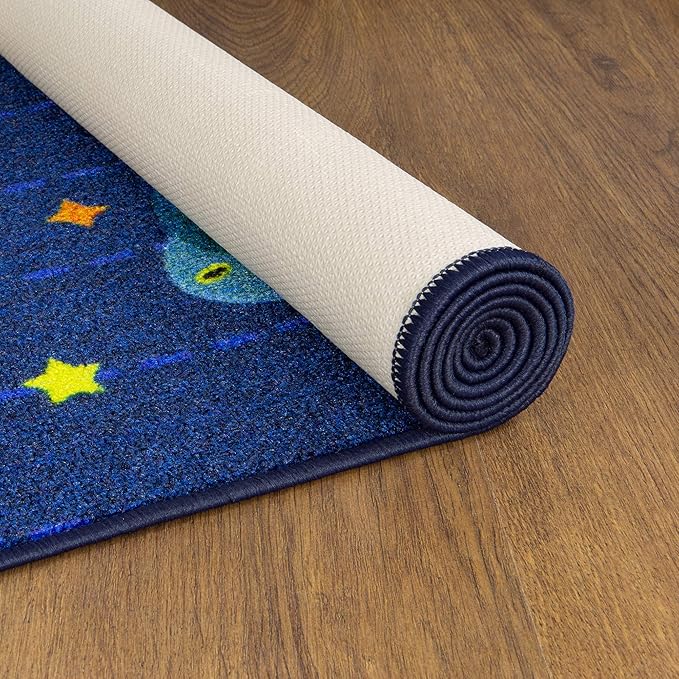 KC Cubs 5x7 Outer Space Solar System Toy Car Road Rug – Educational Play Mat Carpet for Kids, Toddlers, Nursery, Classroom, Playroom, Baby Daycare