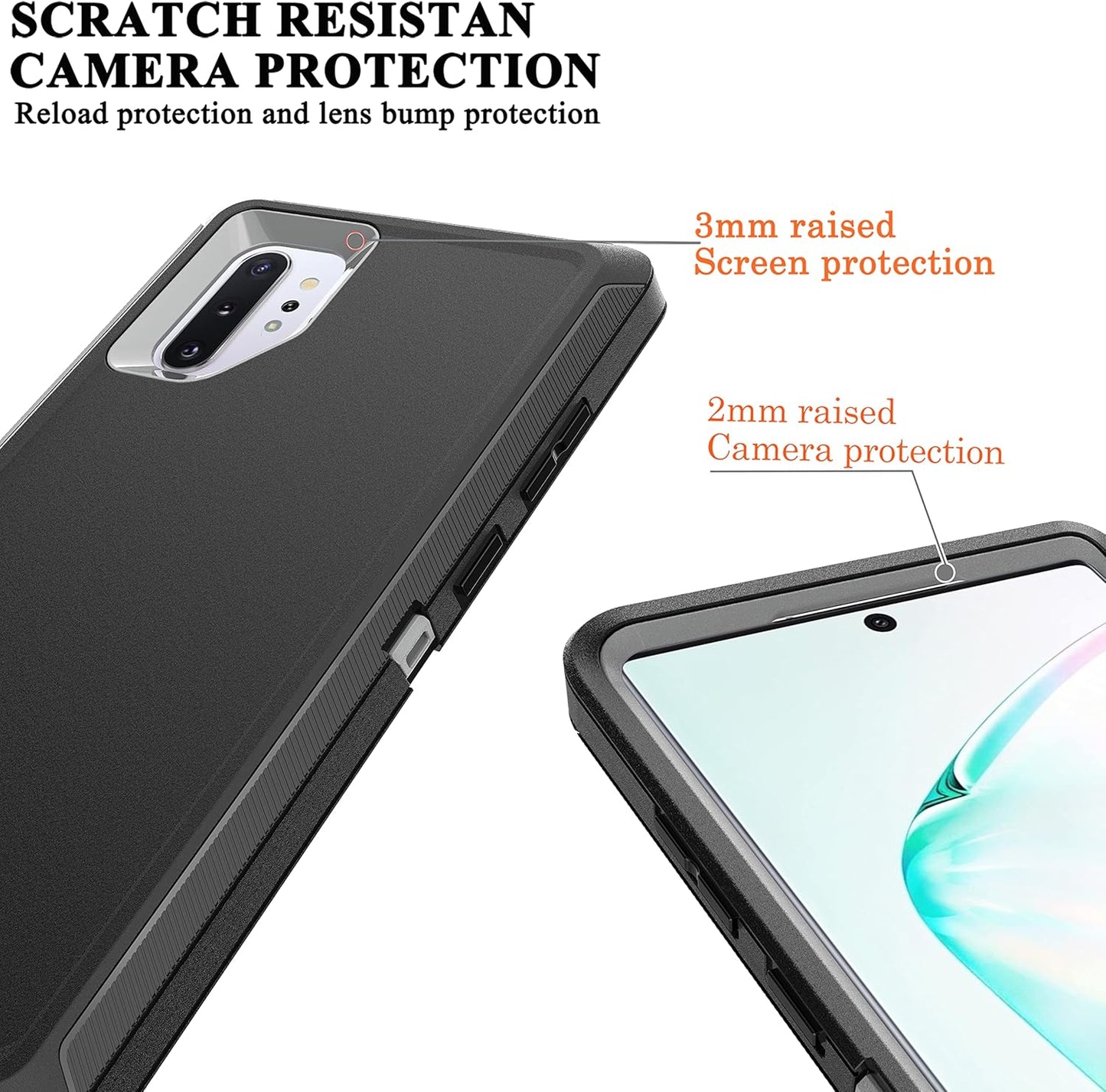 Note 10 Plus Case with Self Healing Flexible TPU Film and Camera Lens Protective Film, YmhxcY Heavy Protection Cover