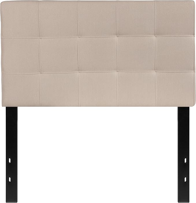 Flash Furniture Bedford Box Stitch Tufted Upholstered Twin Size Headboard in Beige Fabric