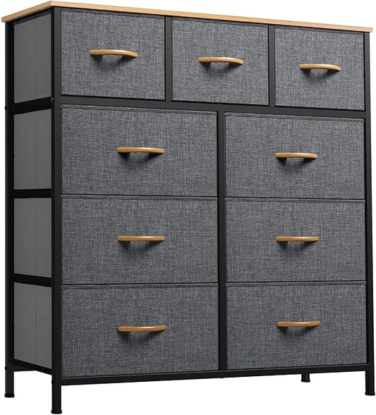YITAHOME Dresser with 9 Drawers, Fabric Dresser for Bedroom, Living Room, Hallway, Closets (Dark Grey)