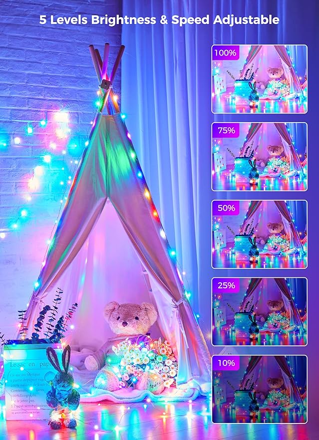 Brightown Fairy Lights Color Changing - 22 Color 66FT 200 LED Plug in String Lights with Remote, Halloween String Lights Indoor with 12 Modes, Christmas Fairy Lights for Bedroom Classroom