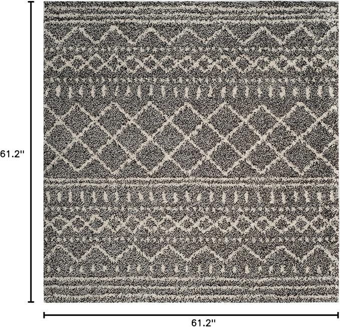 SAFAVIEH Arizona Shag Collection Area Rug - 5'1" Square, Brown & Ivory, Moroccan Design, Non-Shedding & Easy Care, 1.6-inch Thick Ideal for High Traffic Areas in Living Room, Bedroom (ASG741B)