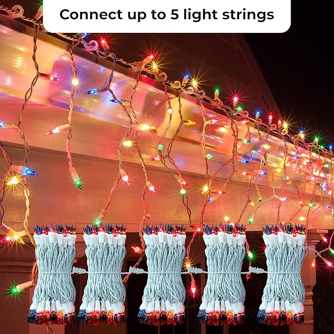 100 Count Multicolor Incandescent Christmas Lights White Wire String Light Indoor Outdoor Tree Garland Holiday Wedding Party Decorations