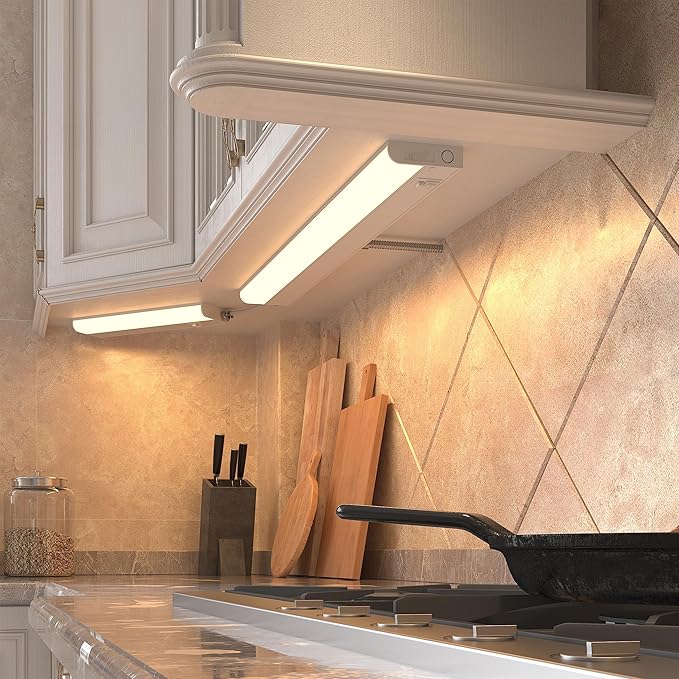 GETINLIGHT 12-inch Hardwired Only 3 Color LED Under Cabinet Lighting, Selectable 3000K/4000K/5000K, Dimmable, Matte White Finished, ETL Listed, IN-0201-11-WH-345K
