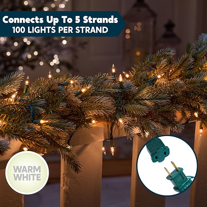 Joiedomi Clear Christmas String Lights Indoor,300(3x100) Mini Warm White Fairy Light,64.2 FT Lighting Decor for Patio Dorm Classroom Bedroom Holiday Wedding Party Garland Birthday Festival,Green Wire