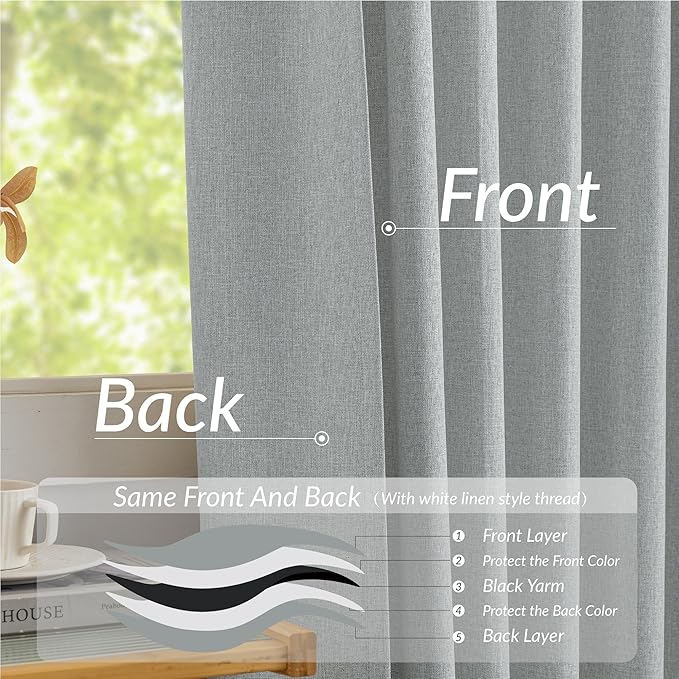KangBang Extra Wide Pinch Pleated Blackout Curtains 84 Inch Length 2 Panels Set, Thermal Insulated Linen Curtains & Drapes for Sliding Door Living Room, Elegant Pleat Draperies with Hooks,60x84 Inch