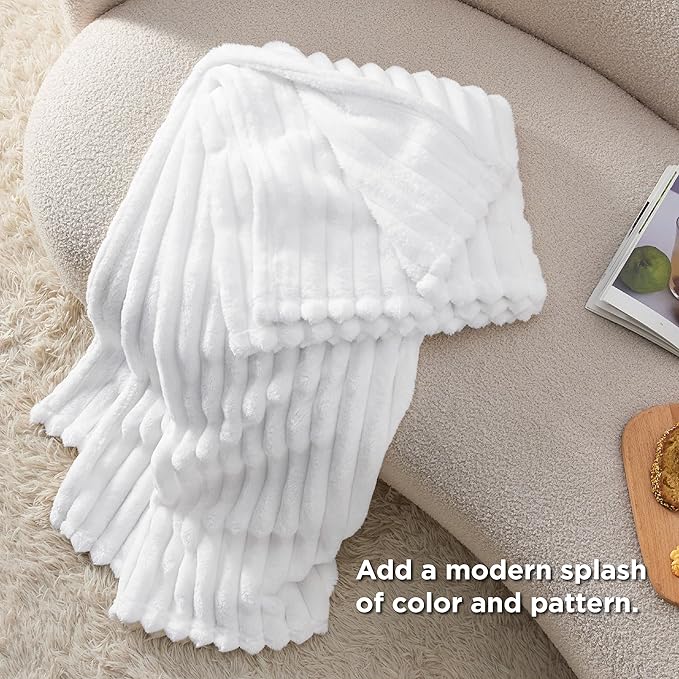 Bedsure GentleSoft White Twin XL Blanket for Bed - Cozy Soft Blankets for Women, Cute Small Fleece Throws for Girls, Birthday Gifts for Women Decor Gifts for Mom, White, 66x90 Inches