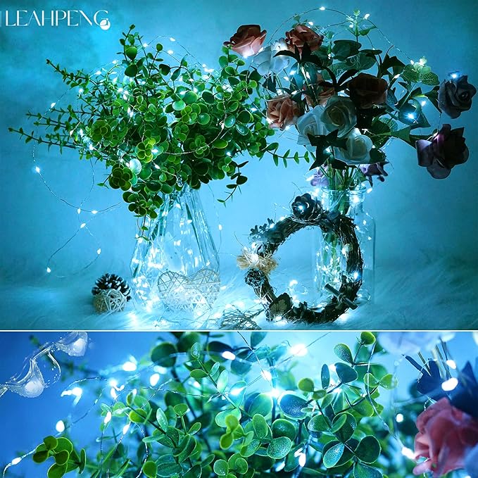 15 Packs Fairy String Lights, 6.6FT 20 LED Battery Operated Silver Copper Wire Starry String Light for DIY Party Christmas Costume Wedding Easter Table Decorations (Cool White)