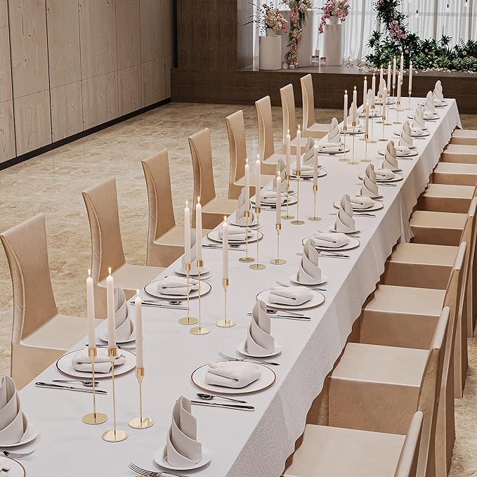 French Gold Taper Candle Holders Set of 24 Candlestick Holders Bulk，Metal Candle Stick Holder Decor for Wedding, Dinning, Party or Anniversary, Fits 3/4 Inch Thick Candle