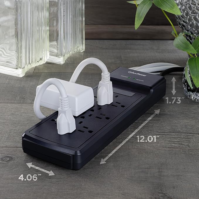 CyberPower CSB1206 Essential Surge Protector, 3600J, 125V, 15A, 12 Outlets, 6 Foot Power Cord, Black, ETL Listed