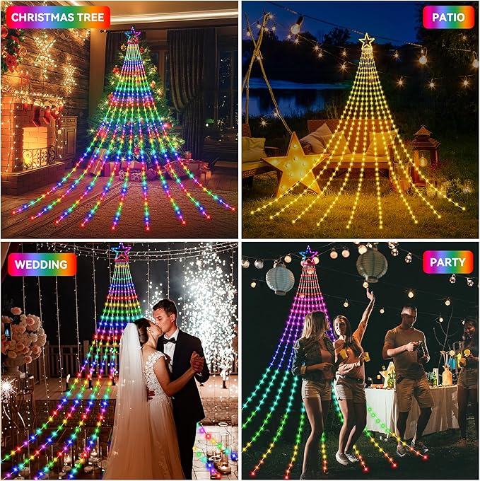 FUNIAO (New Multi Color Changing Christmas Lights, Christmas Tree Lights with Remote, 335 LED RGB Timer & Waterproof Outdoor String Lights for Halloween, Christmas, New Year (RGB Color Change)