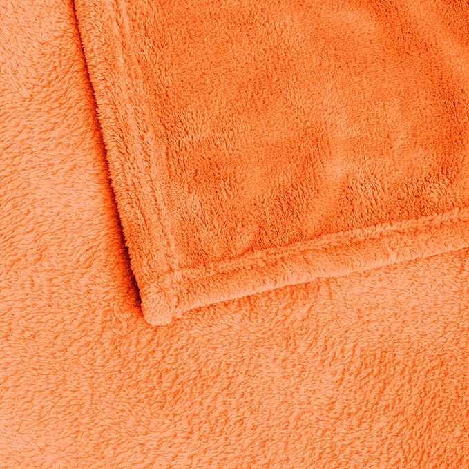 BEDELITE Orange Throw Blanket for Couch & Bed, Luxury Plush Cozy Fleece Blanket 50" x 60", Soft Lightweight Fall Throw Blanket for Home Furnishing