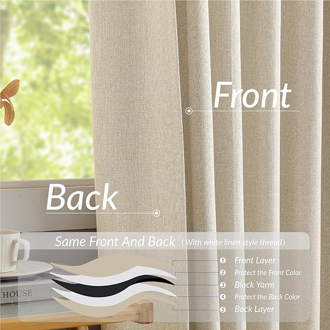 KangBang Pinch Pleat Beige Blackout Curtains 84 Inches Long, Thermal Insulated Pleated Drapes with Hooks for Bedroom Living Room, Elegant Farmhouse Modern Decor, Natural Beige, 42W x 84L, 2 Panels