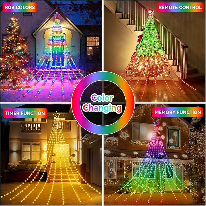 FUNIAO (New Multi Color Changing Christmas Lights, Christmas Tree Lights with Remote, 335 LED RGB Timer & Waterproof Outdoor String Lights for Halloween, Christmas, New Year (RGB Color Change)