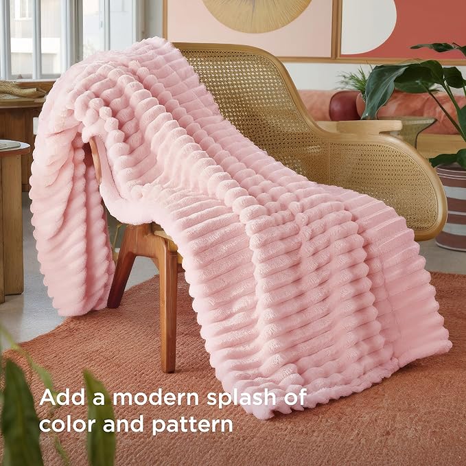 Bedsure GentleSoft Coral Pink Fleece Throw Blanket for Couch - Super Soft Cozy Blankets for Women, Cute Small Blanket for Girls, 50x60 Inches