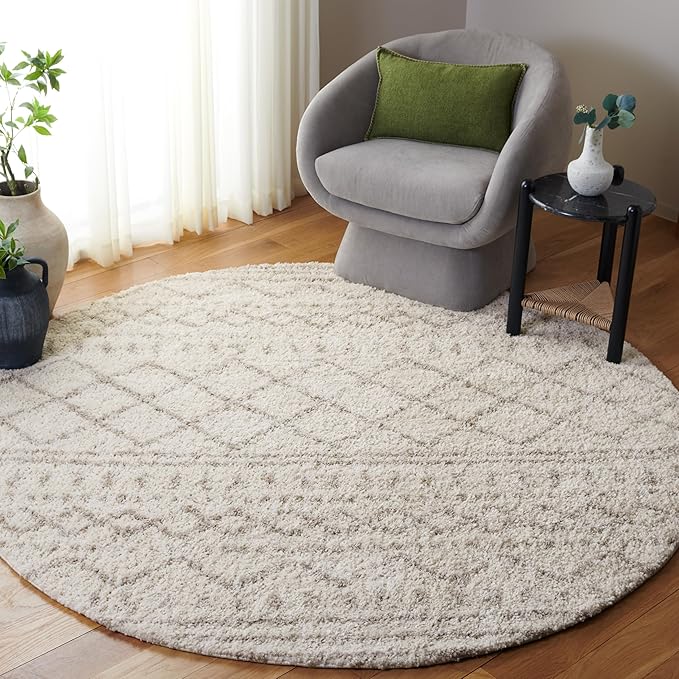 SAFAVIEH Arizona Shag Collection Area Rug - 6' x 8' Oval, Ivory & Beige, Non-Shedding & Easy Cleaning, Plush Thick Pile, Ideal for Living Room, Bedroom, Dining Space (ASG741A)