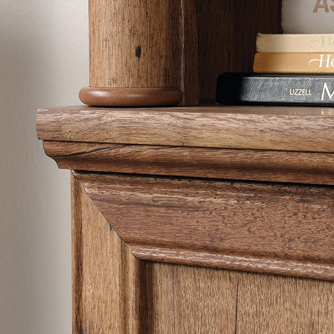Sauder Palladia Library with Doors/Book Shelf, L: 29.37" x W: 13.90" x H: 71.85", Vintage Oak
