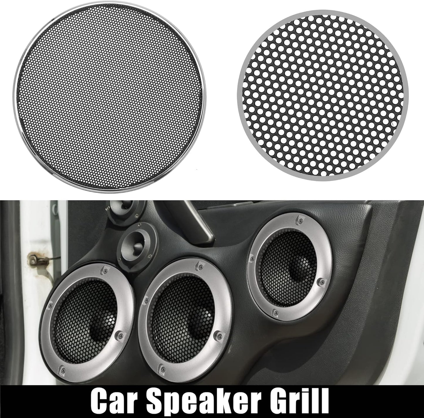 X AUTOHAUX 4 Inch Car Metal Audio Speaker Grill Cover Mesh Woofer Horn Guard Decorative Protector (Silver Tone)