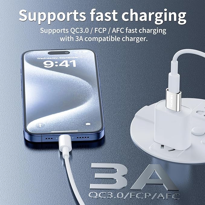 USB to USB C Adapter 4Pack,HOWJIM Type-C Female to USB3.0 Male Adapter OTG Function,Fast Charging 5Gbps Data Transfer for M-acBook Pad Phone 17/16/15 G-alaxy X-peria A-ppleWatch A-irpods P-ixel Silver