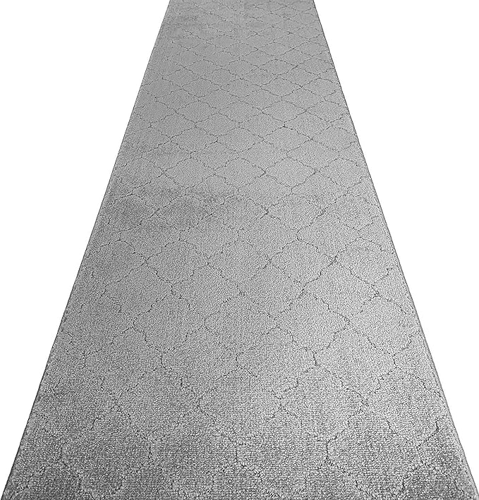 Custom Size Modern Runner Rug Carpet for Hallway Entryway Foyer Kitchen, Slip Resistant Latex Rubber Backed 31 inch Wide X Customized Length, Clouds Grey, 31 inch X 17 feet