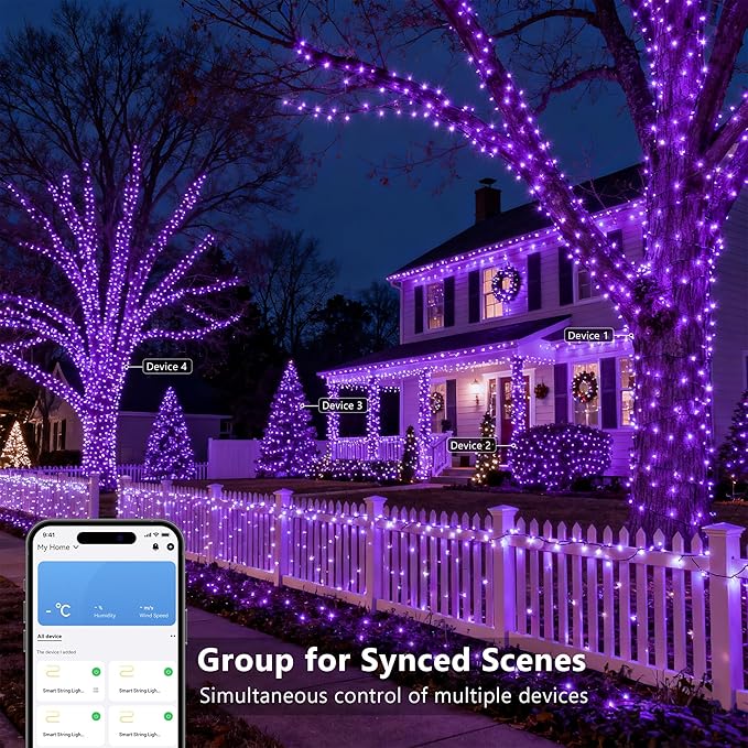 Brizled Smart Halloween Lights, 300 LED 98FT Orange & Purple Color Changing String Lights APP & Voice Control, Music Sync, Dimmable Ghostfire Flow Light for Outdoor Indoor Halloween Thanksgiving Decor