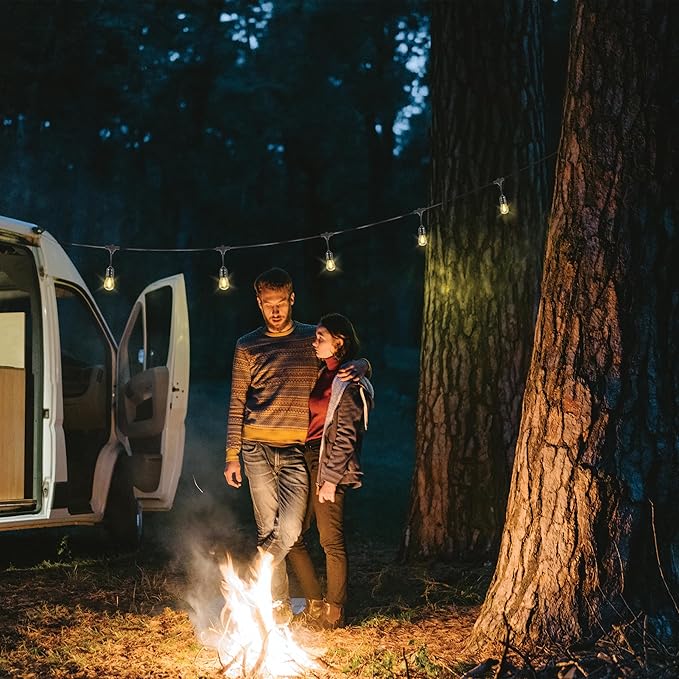 Feit Electric LED Solar Powered String Lights, Dusk-to-Dawn Sensor, 20ft Shatter Resistant Outdoor String Lights, Linkable, 2700K Warm White, 15,000-Hour Lifetime, SL20-10/SOL/V1, 11 Bulbs Included