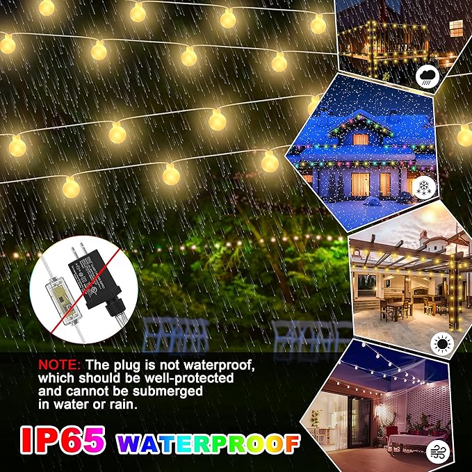 OMIKA Color Changing String Lights Plug in, 25 Colors 33FT 100LED RGB+Warm White Globe String Lights, Outdoor Christmas Globe Decorative Lights with Remote for Indoor Bedroom Party Garden Xmas Decor