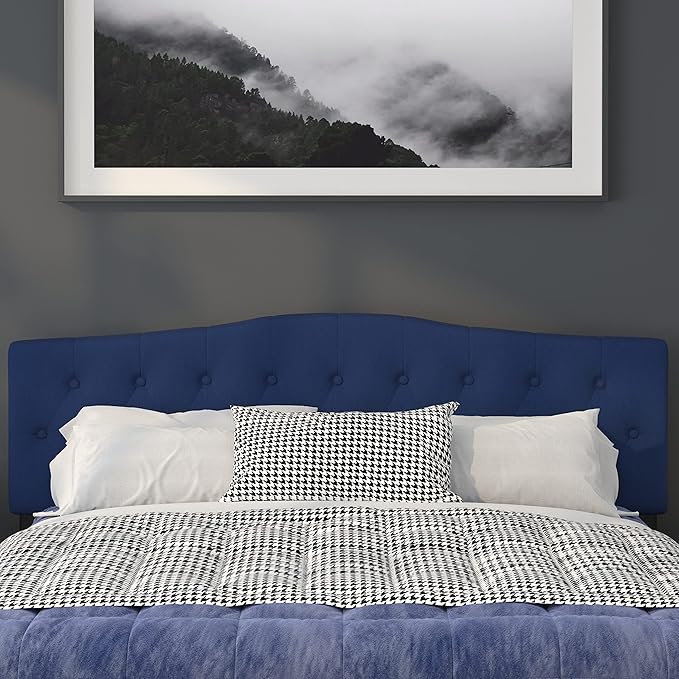 Flash Furniture Cambridge Tufted Upholstered King Size Headboard in Navy Fabric