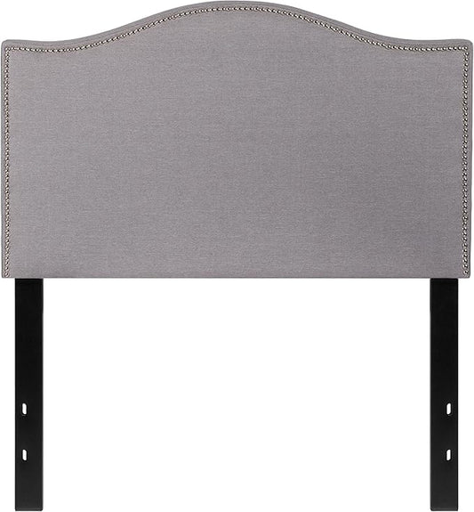Flash Furniture Lexington Upholstered Twin Size Headboard with Accent Nail Trim in Light Gray Fabric