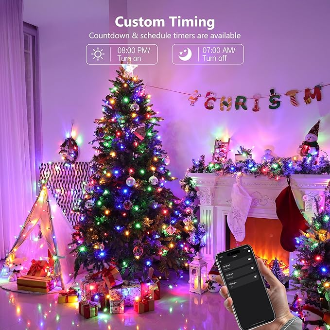 Brizled Smart Christmas Tree Lights, 66FT 200 LED Color Changing Christmas String Lights App & Voice Control, Warm White & Multicolor WiFi Xmas Light Music Sync for Indoor Outdoor Xmas Wedding Party