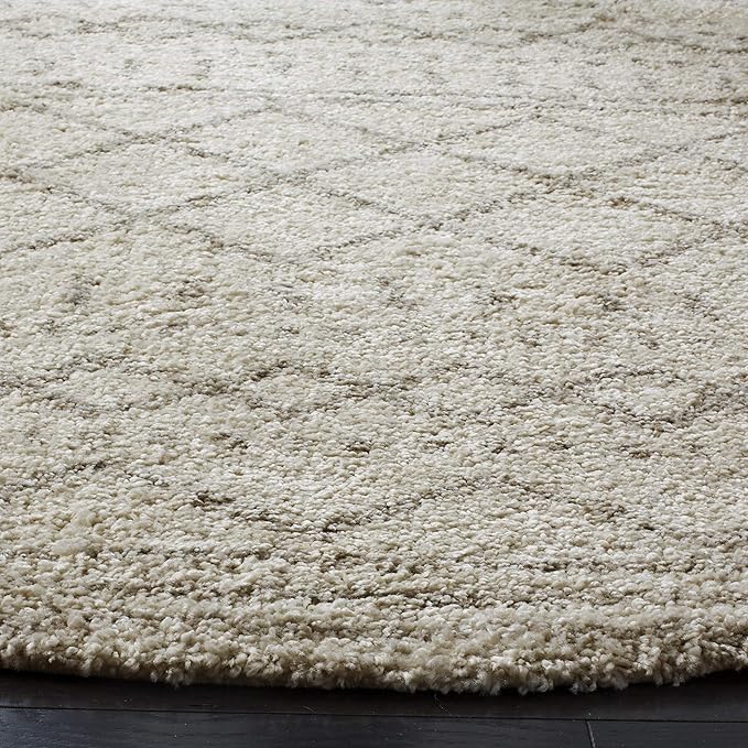 SAFAVIEH Arizona Shag Collection 3' Round Ivory/Beige ASG741A Moroccan Non-Shedding Living Room Bedroom Dining Room Entryway Plush 1.6-inch Thick Area Rug