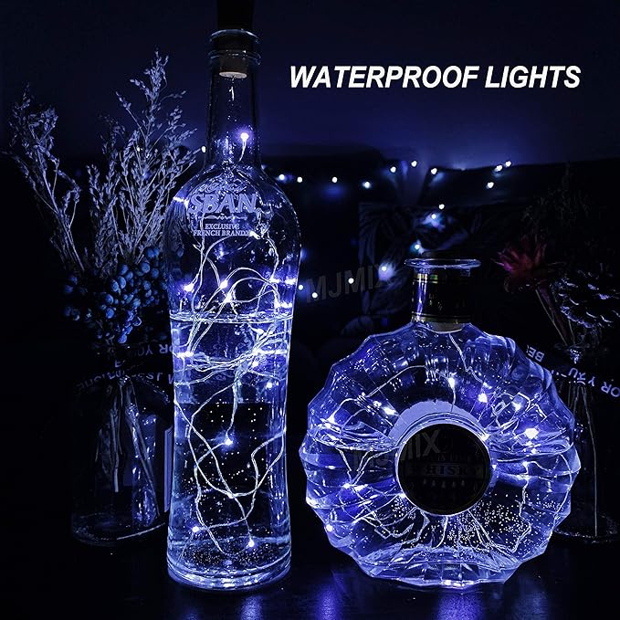 MUMUXI Wine Bottle Lights with Cork Switch [10 Pack] | Easy-to-Use 3.3ft 20 LED Bottle Lights | Universal Size Cork Lights for Wine Bottles Liquor Bottles Christmas Lights Indoor Outdoor, Cool White