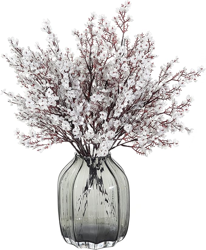 JAKY-Global Babys Breath Fabric Cloth Artificial Flowers 12 Bundle European Fake Silk Plants Decor Wedding Party Decoration Bouquets Real Touch DIY Home Garden (Silver 12pcs)